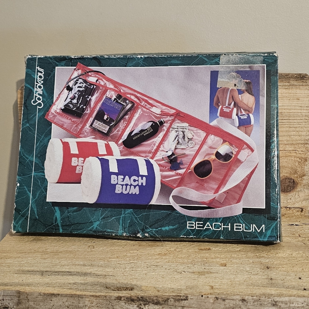 NWT Vintage 1980s BEACH BUM TOTE BAG Box - 5 Pockets To Hold Items And A Towel
